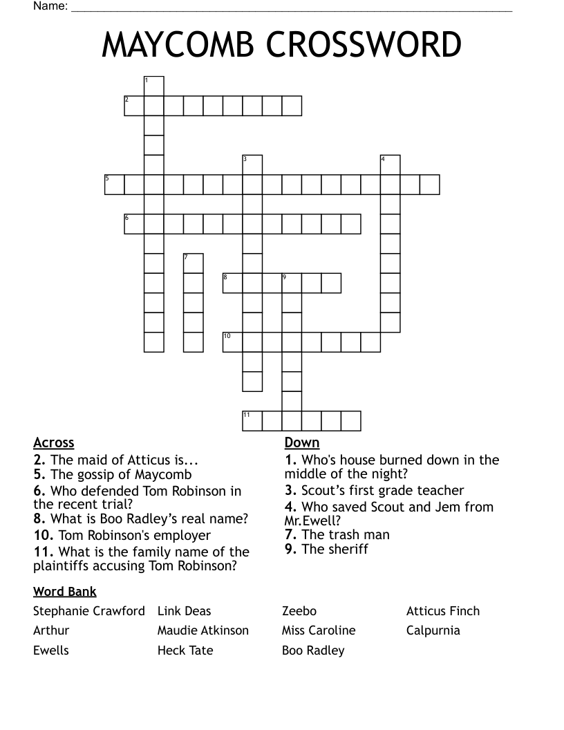 MAYCOMB CROSSWORD 