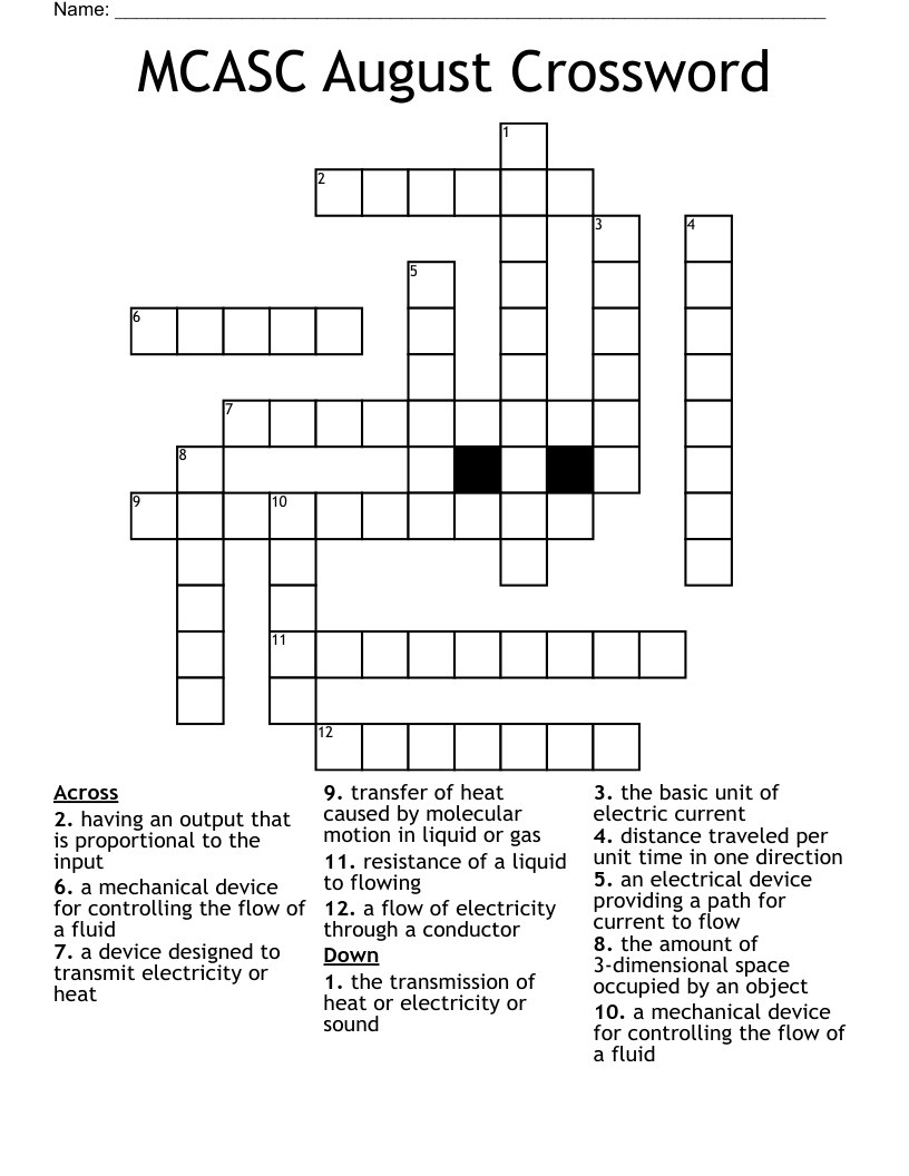 MCASC August Crossword