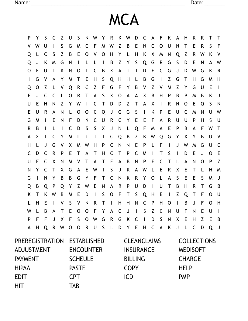MCA Word Search
