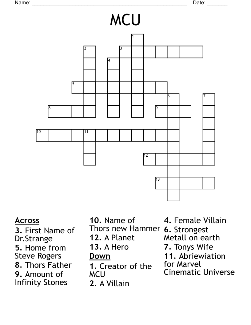 MCU Crossword