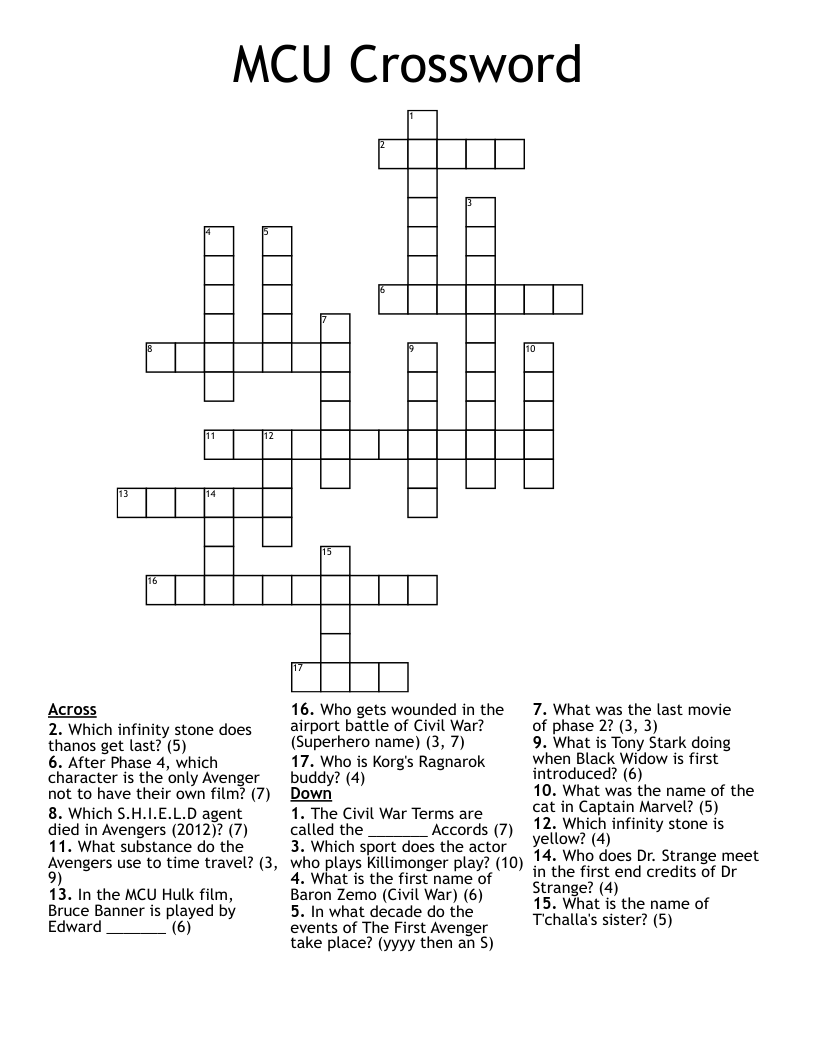 MCU Crossword