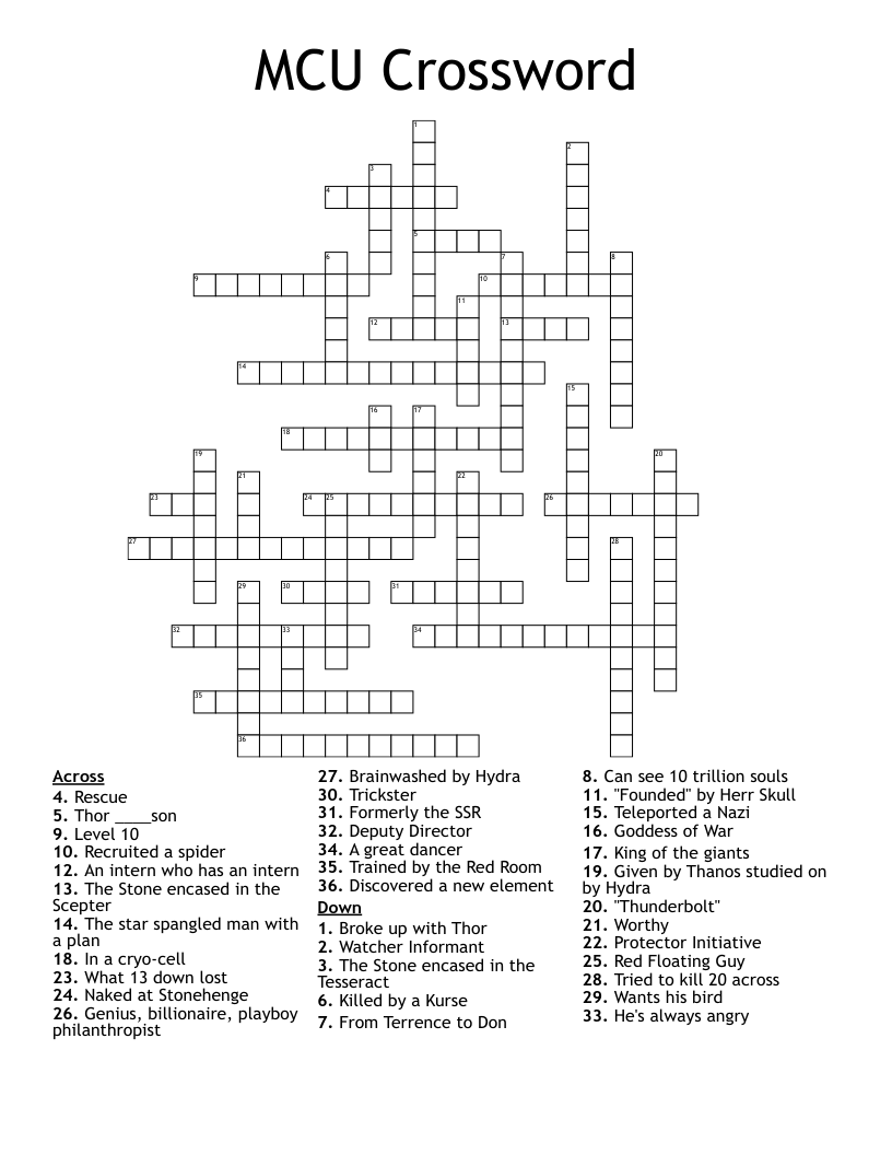 MCU Crossword