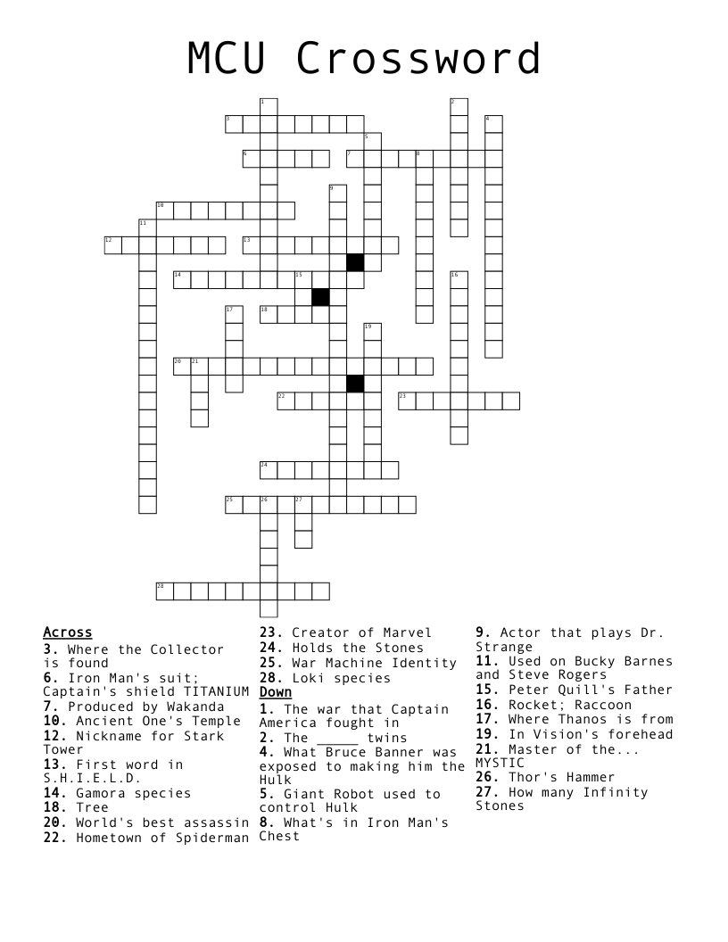 MCU Crossword