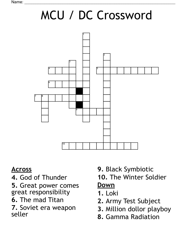 MCU / DC Crossword
