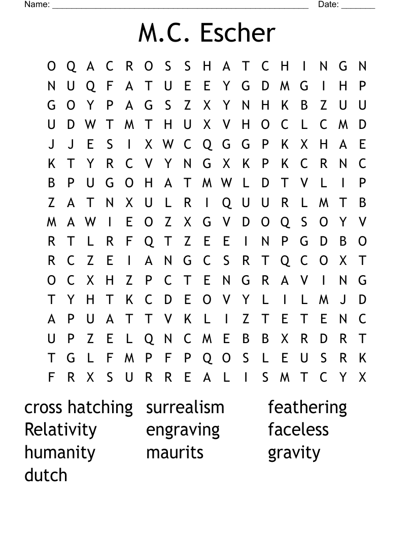 M.C. Escher Word Search