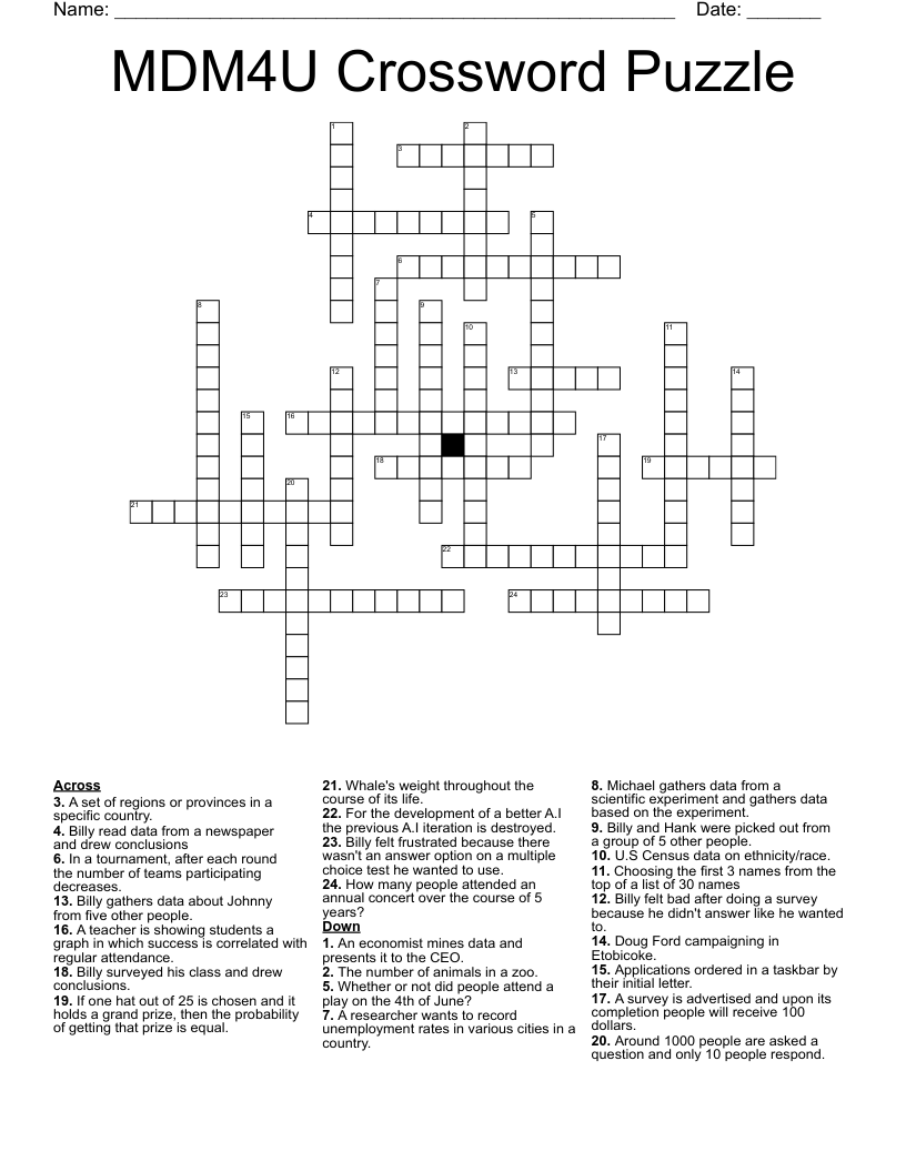 MDM4U Crossword Puzzle