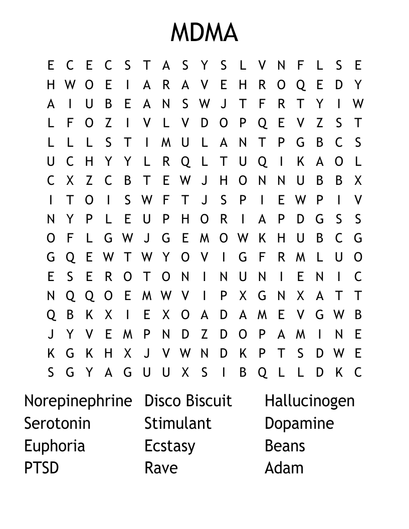 MDMA Word Search