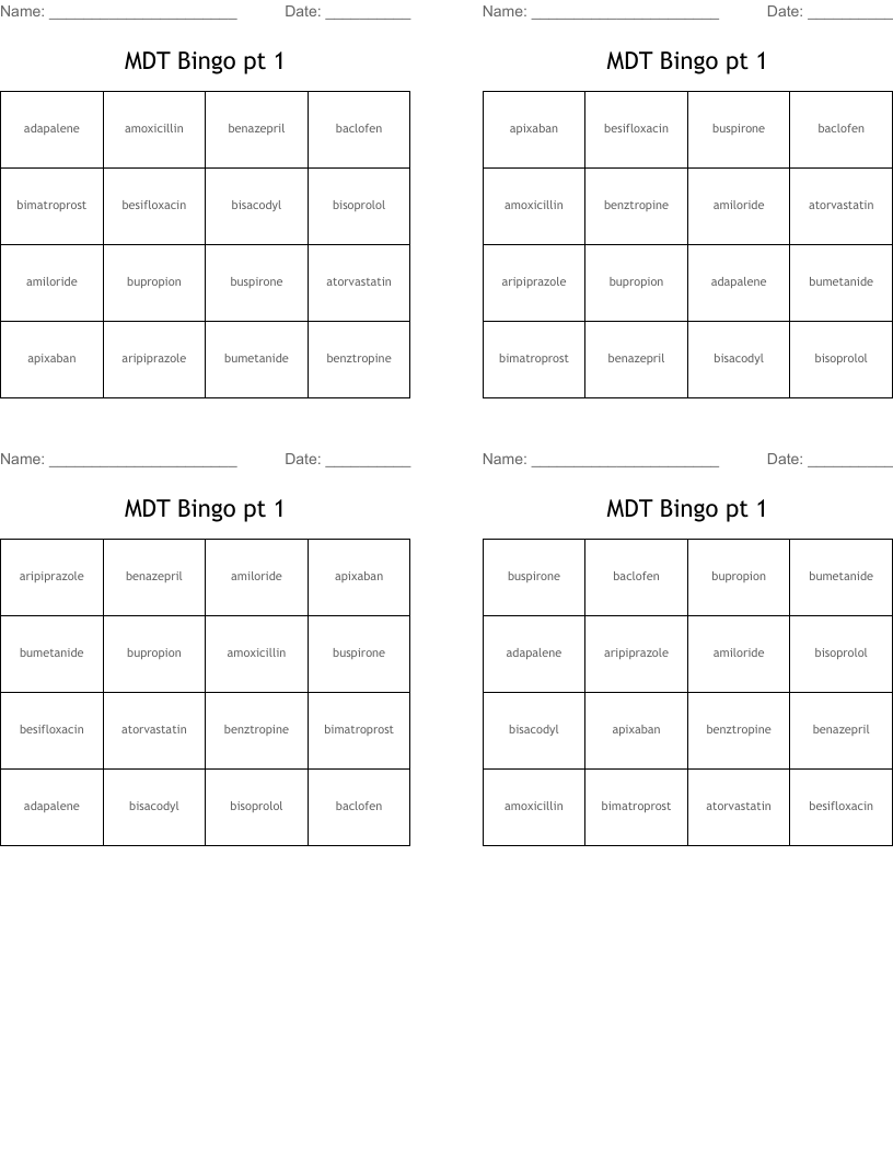 MDT Bingo pt 1