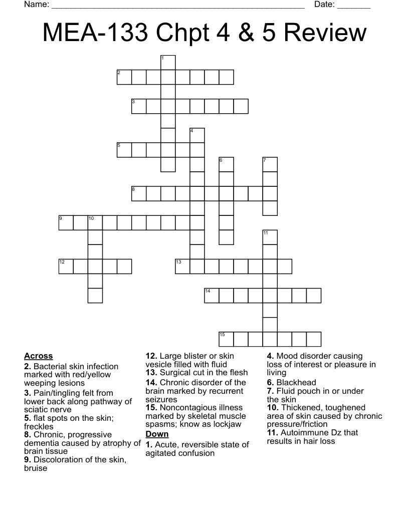 MEA-133 Chpt 4 & 5 Review Crossword