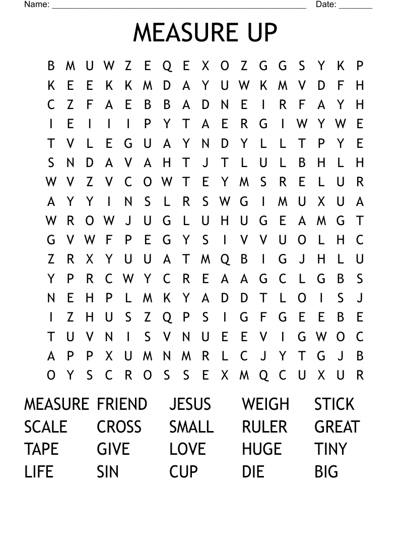 MEASURE UP Word Search