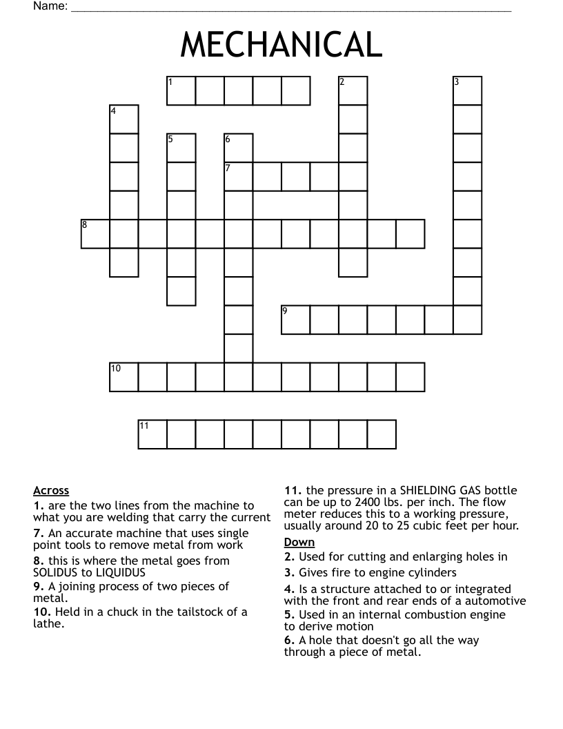 MECHANICAL Crossword
