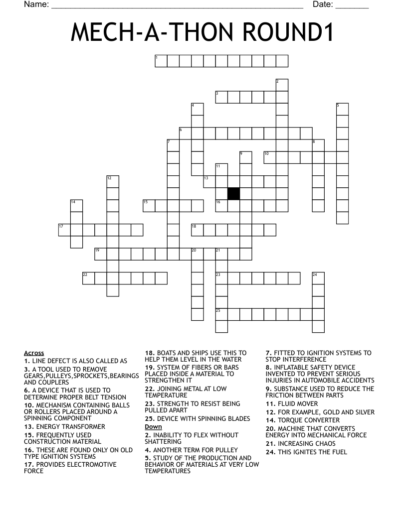 MECH-A-THON ROUND1 Crossword