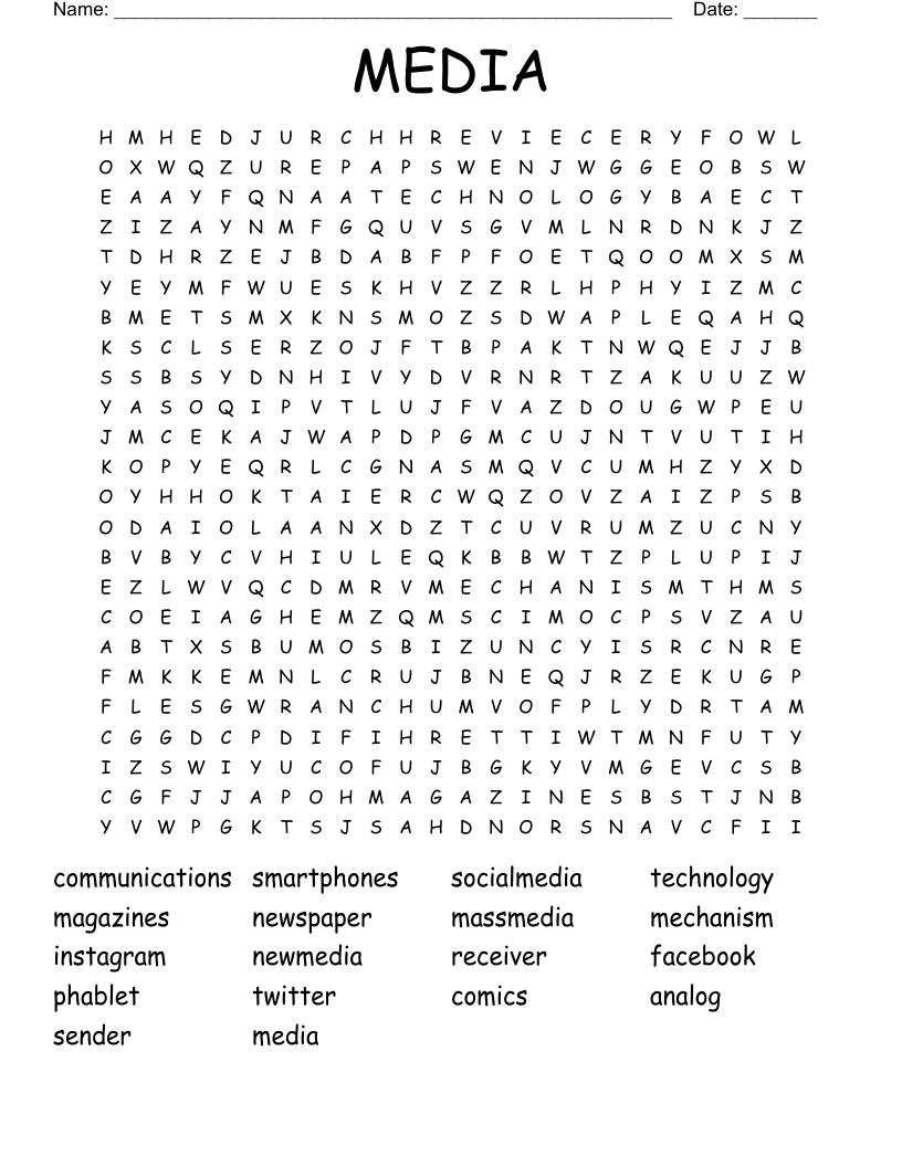 MEDIA Word Search
