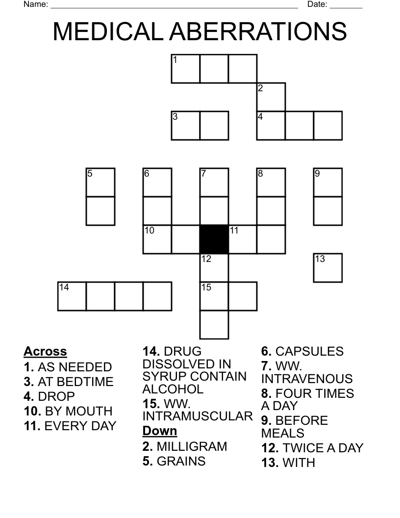 MEDICAL ABERRATIONS Crossword