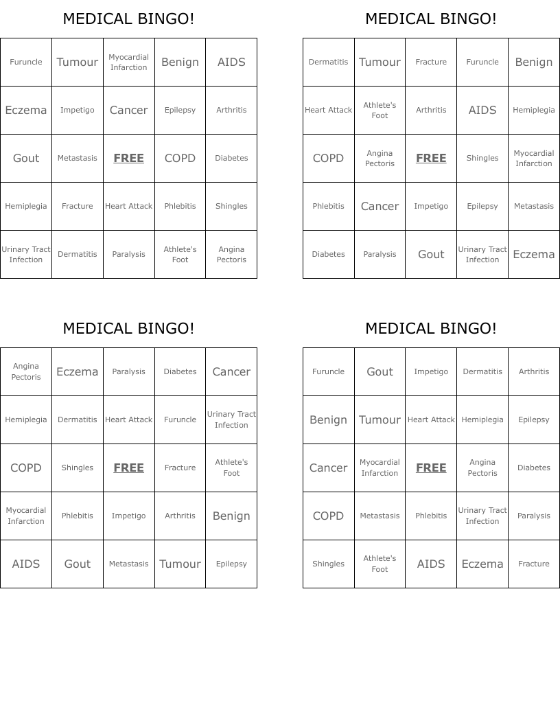MEDICAL BINGO!