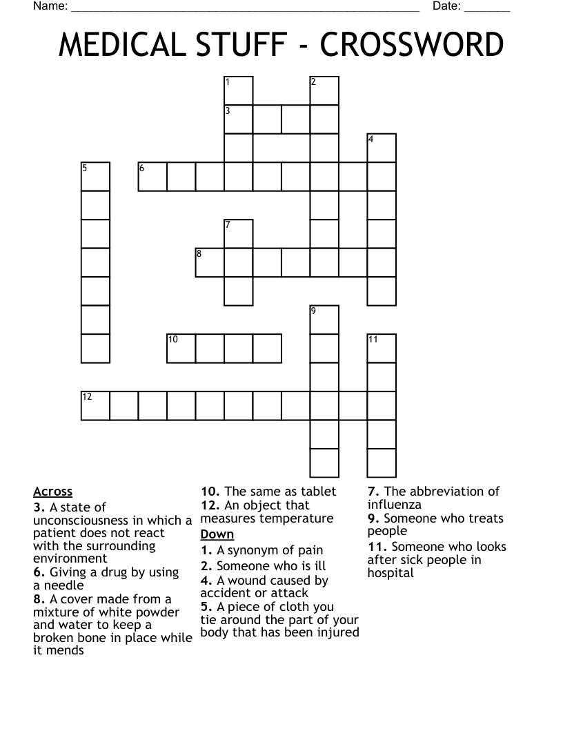 MEDICAL STUFF - CROSSWORD