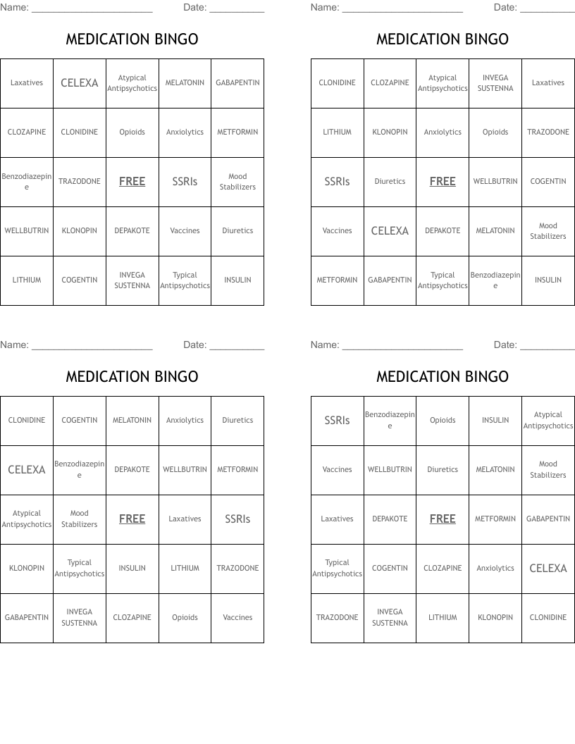 MEDICATION BINGO