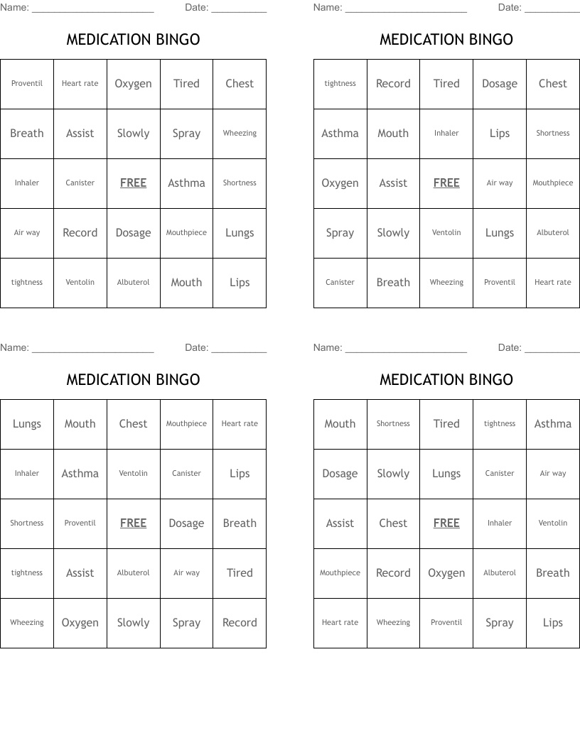 MEDICATION BINGO
