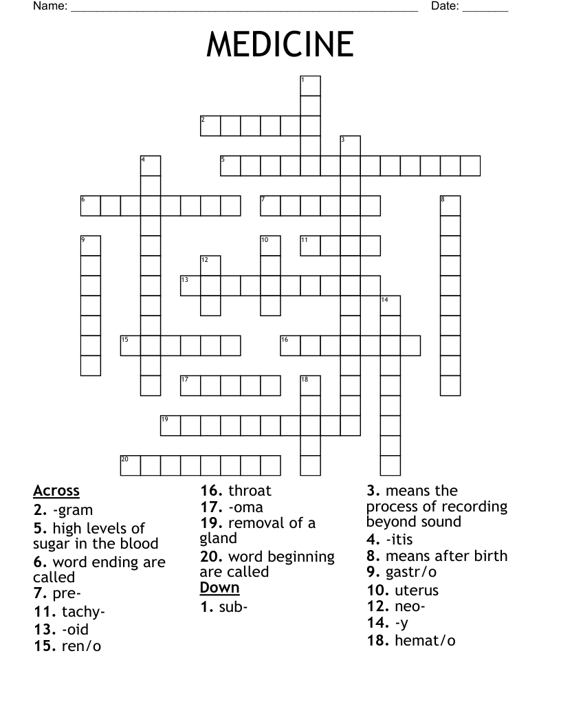 MEDICINE Crossword
