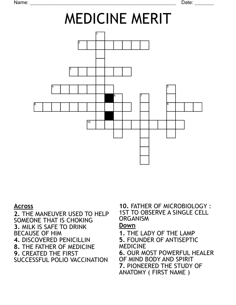 MEDICINE MERIT Crossword
