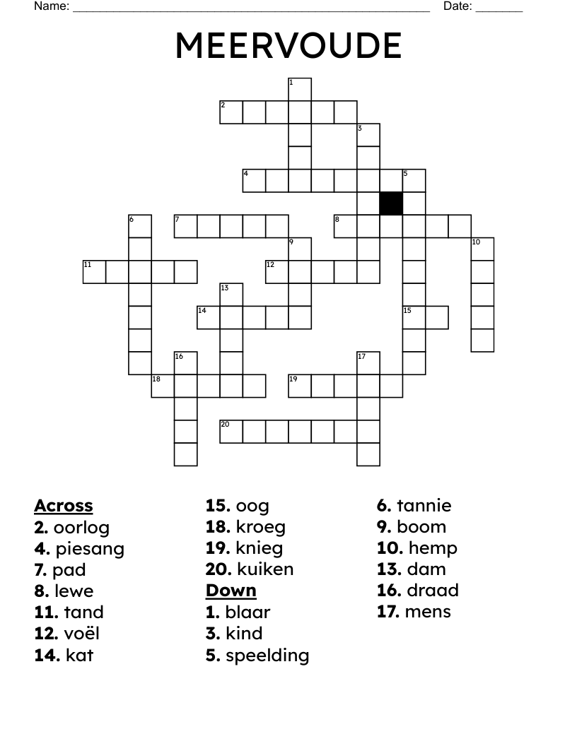 MEERVOUDE  Crossword