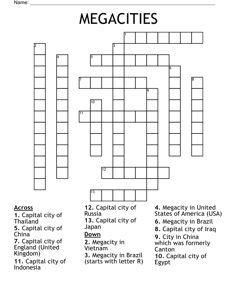 MEGACITIES Crossword