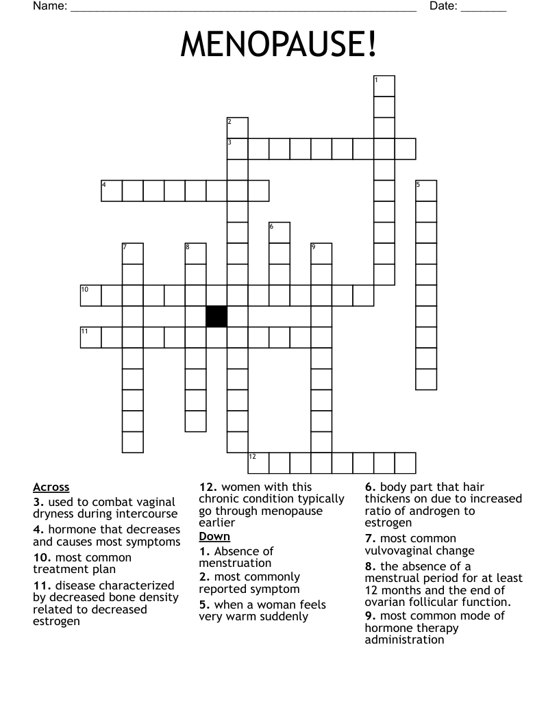 MENOPAUSE! Crossword