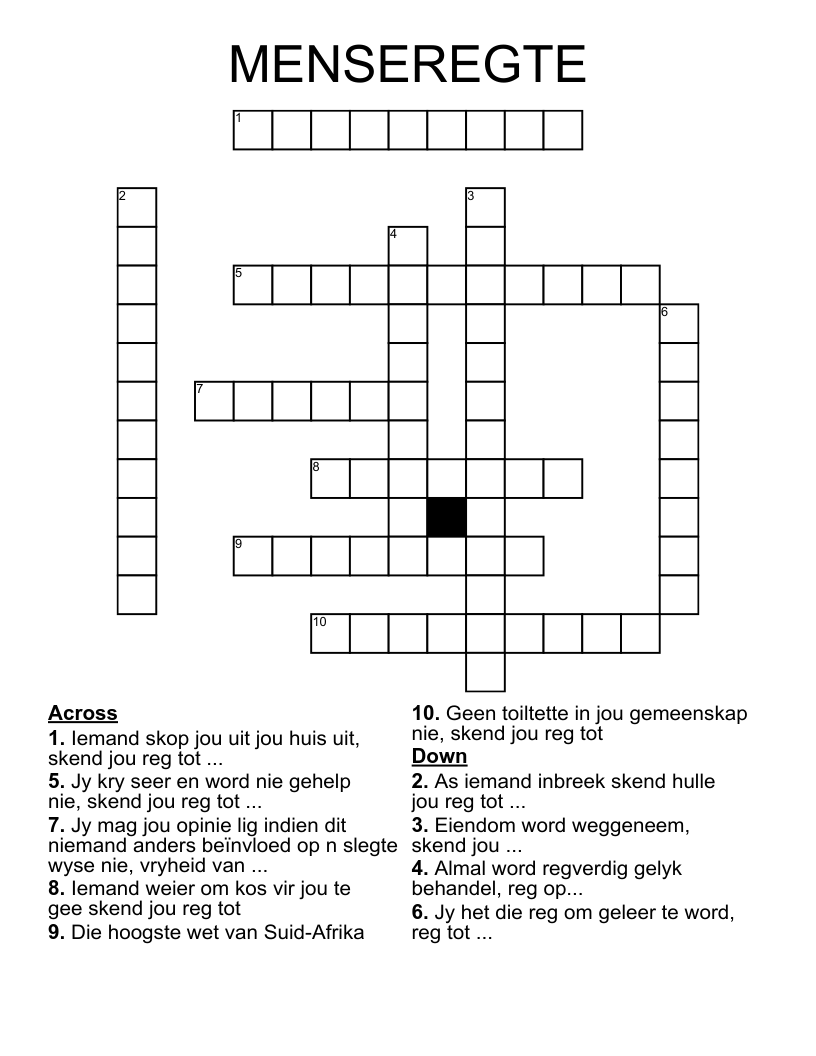 MENSEREGTE Crossword