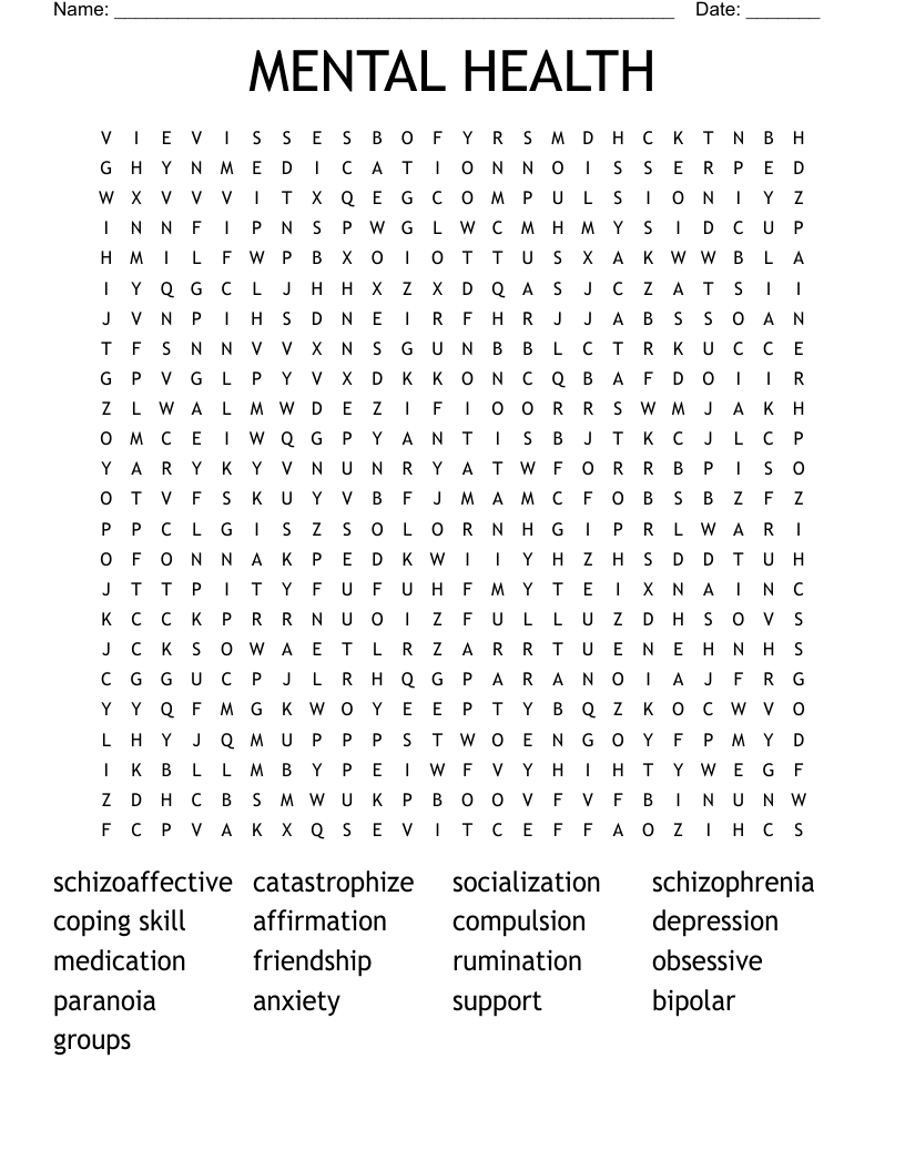 MENTAL HEALTH Word Search