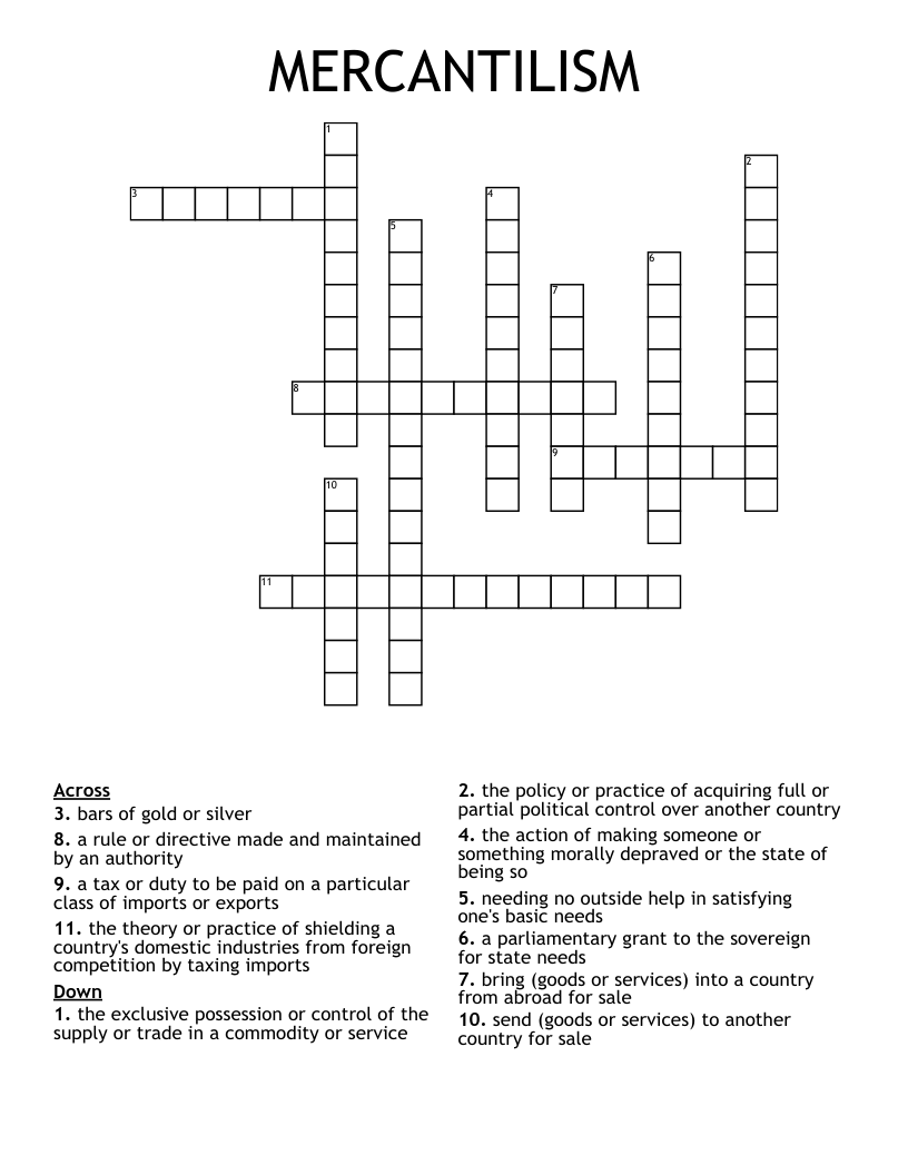 MERCANTILISM Crossword