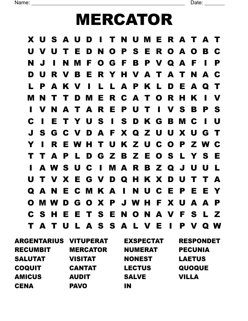 MERCATOR Word Search