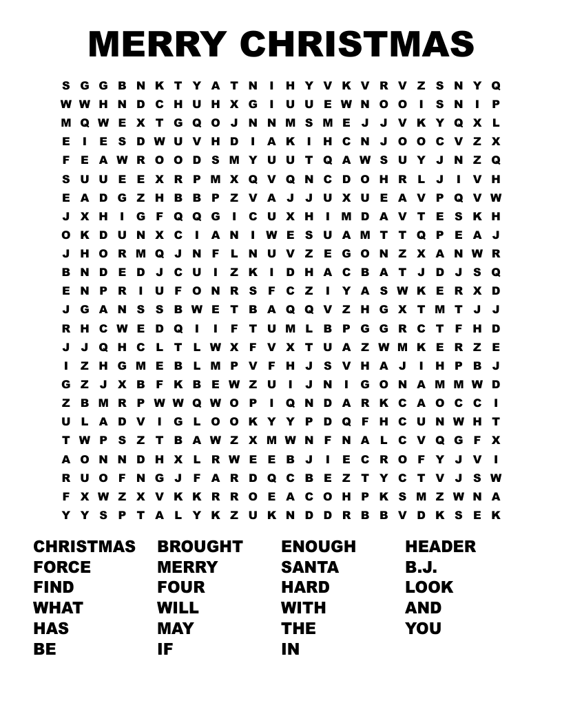 MERRY CHRISTMAS Word Search