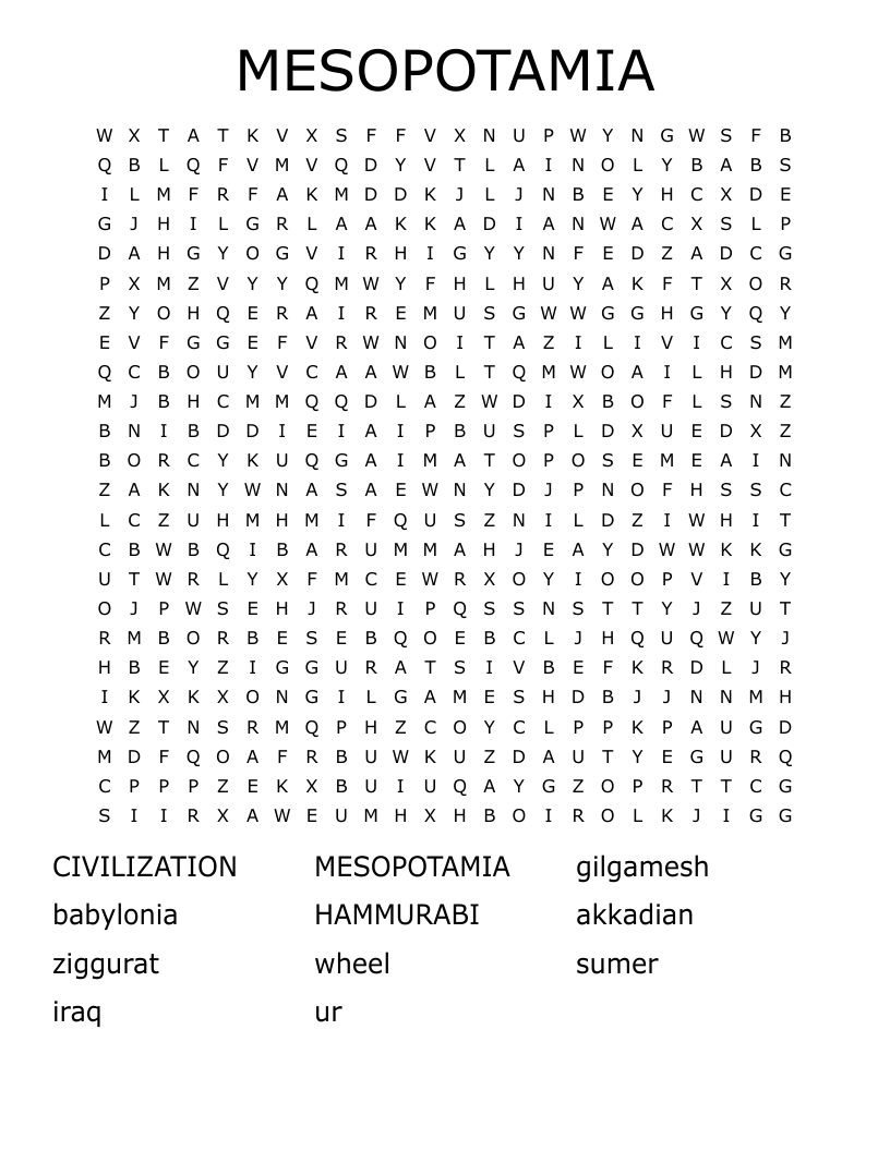MESOPOTAMIA Word Search