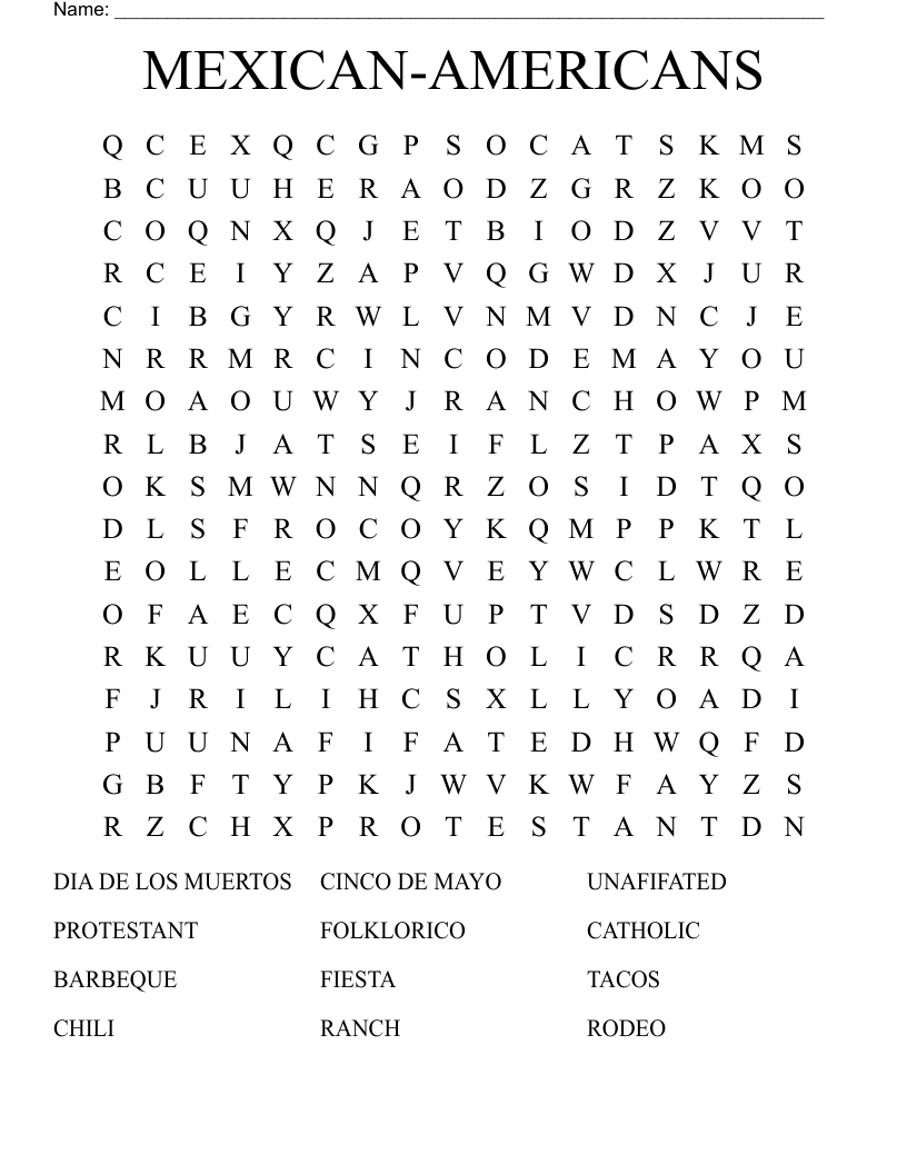 MEXICAN-AMERICANS Word Search