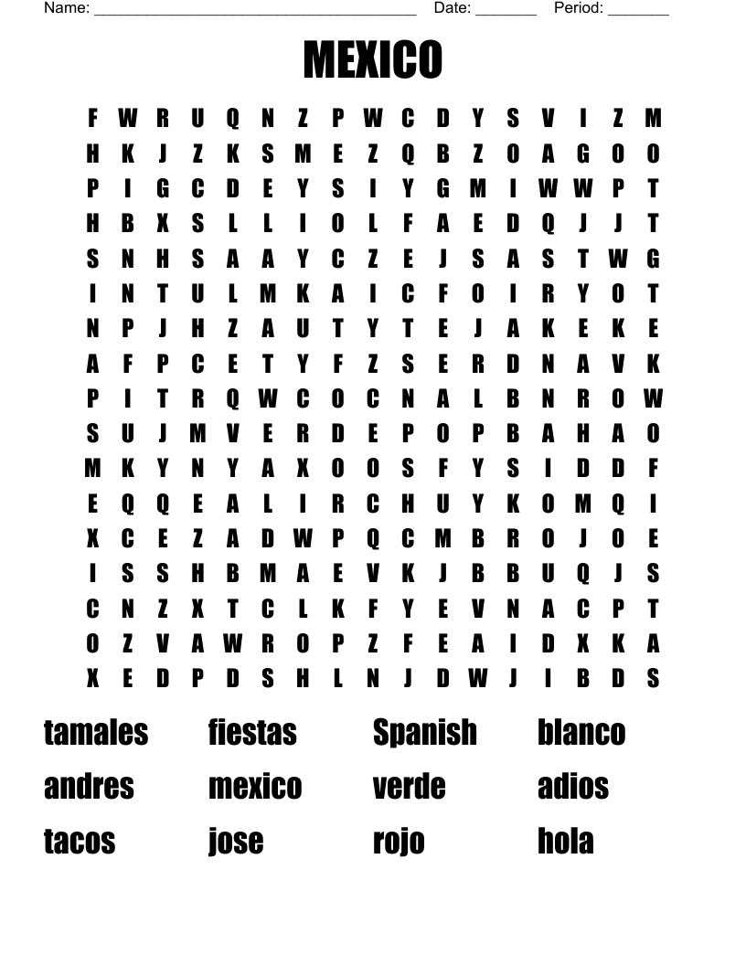MEXICO Word Search
