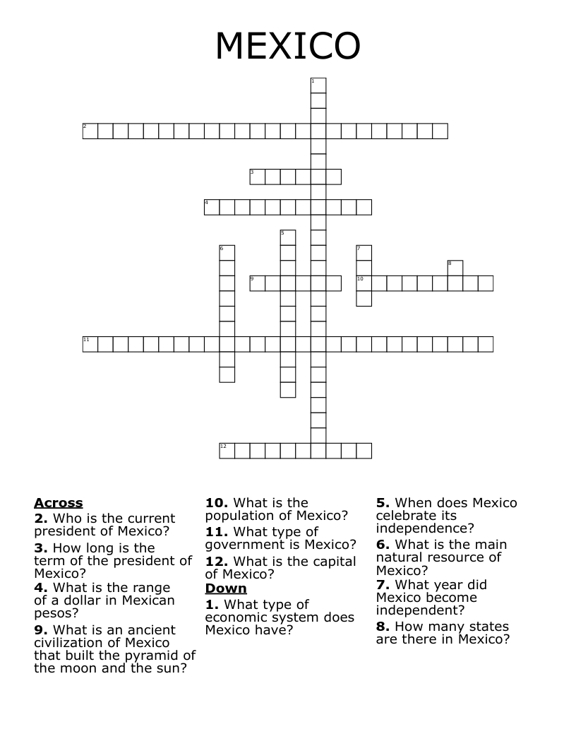MEXICO  Crossword