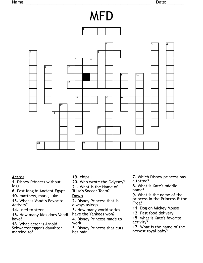 MFD Crossword