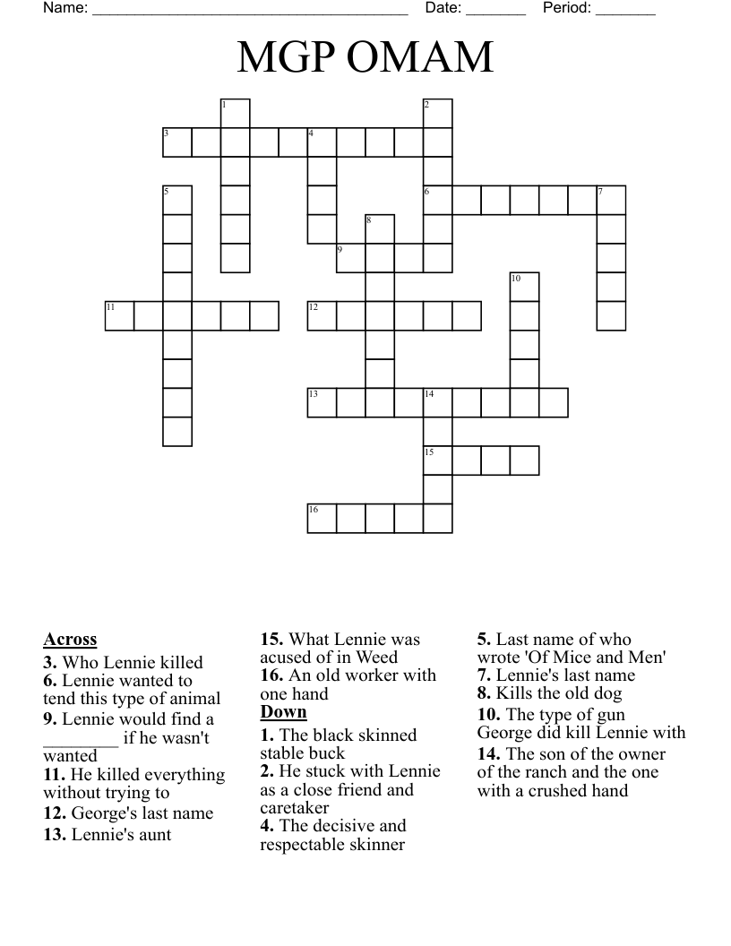 MGP OMAM Crossword