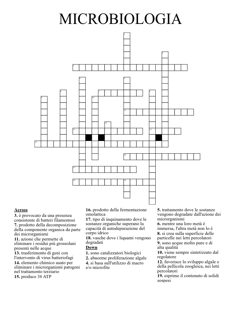 MICROBIOLOGIA Crossword