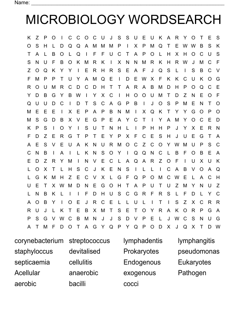 MICROBIOLOGY WORDSEARCH