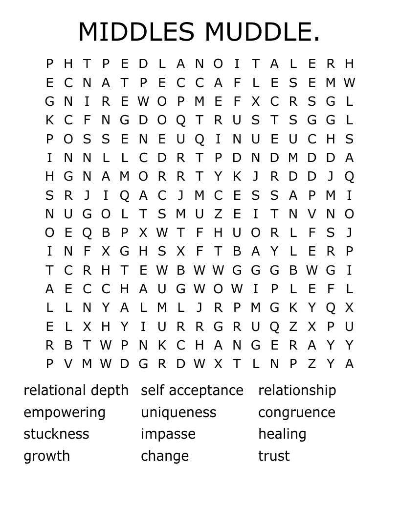 MIDDLES MUDDLE. Word Search