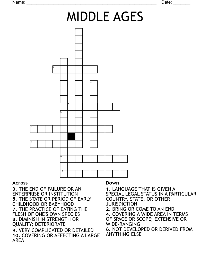 MIDDLE AGES Crossword