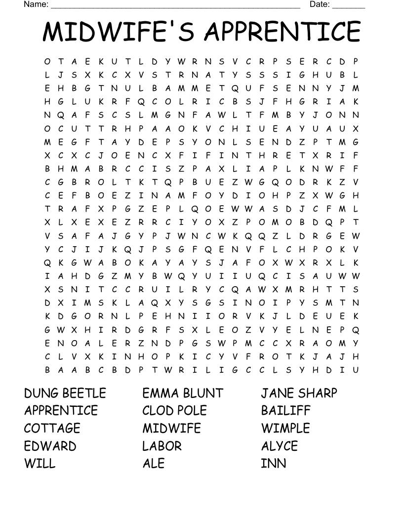 MIDWIFE'S APPRENTICE Word Search