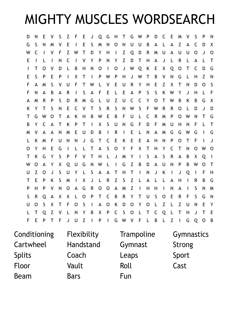 MIGHTY MUSCLES WORDSEARCH