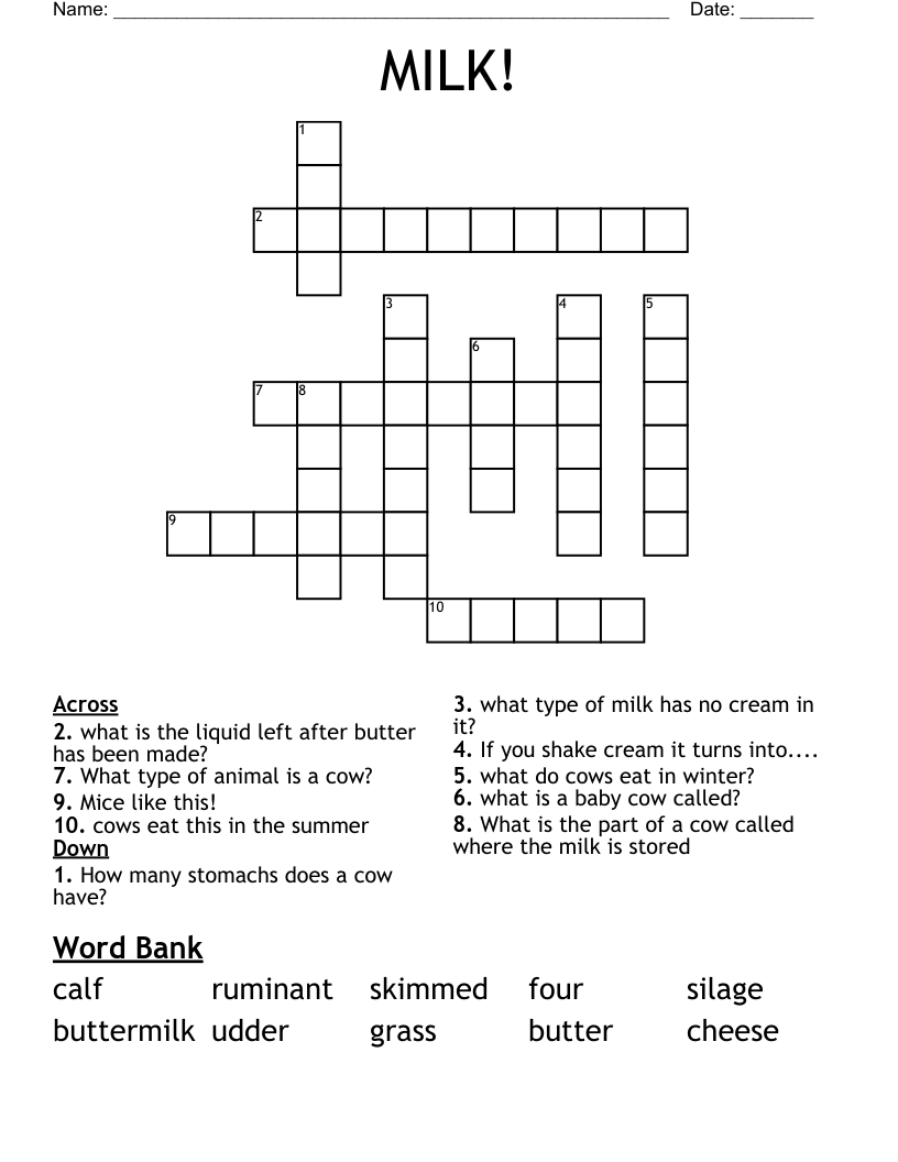 MILK! Crossword