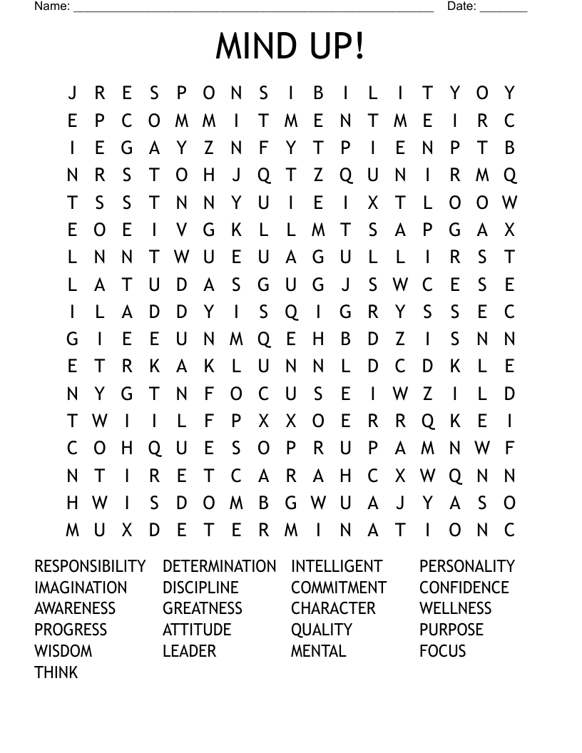 MIND UP! Word Search