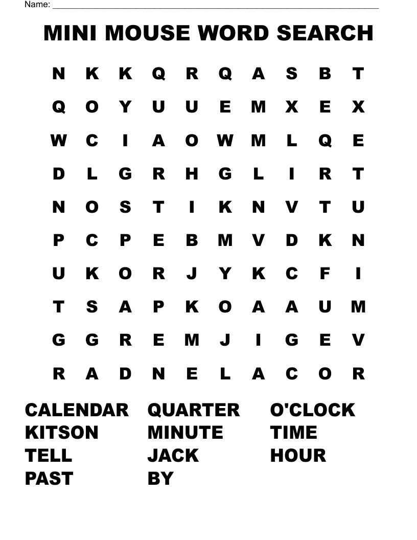 MINI MOUSE WORD SEARCH