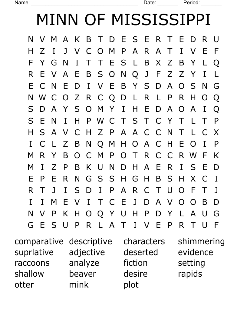 MINN OF MISSISSIPPI Word Search