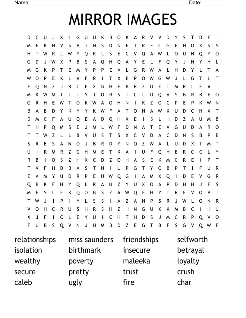MIRROR IMAGES Word Search