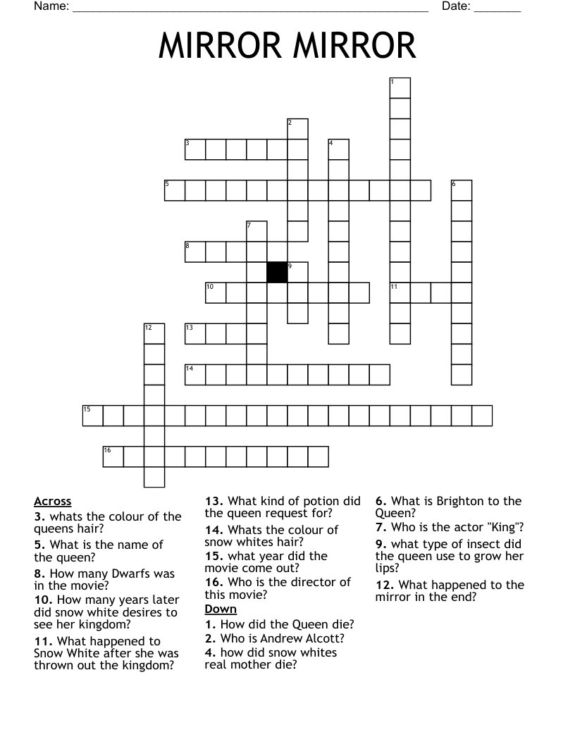 MIRROR MIRROR Crossword